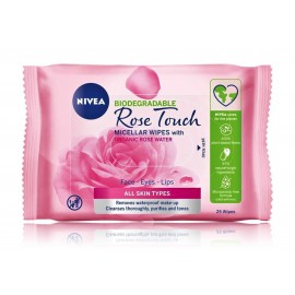 Nivea Rose Touch Micellar Wipes näopuhastuslapid mitsellide ja roosiveega