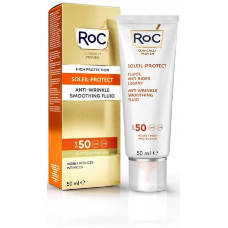 ROC Soleil-Protect Anti-Wrinkle Smoothing Fluid SPF50+ päikese eest kaitsev, vananemismärke vähendav vedelik näole