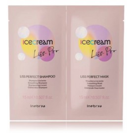 Inebrya Ice Cream Liss-Pro Liss Perfect komplekt sõnakuulmatutele juustele (šampoon 15 ml + juuksemask 15 ml)