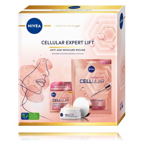 Nivea Cellular Expert Lift Anti-Age Skincare komplekt naistele (50 ml. päevakreem + 1 tk. lkangasmask)