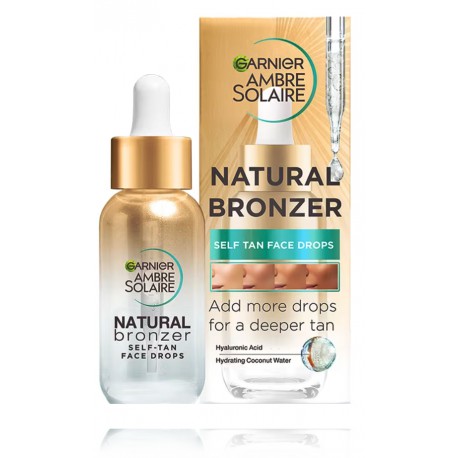 Garnier Ambre Solaire Natural Bronzer Self-Tan Face Drops isepruunistavad tilgad näole