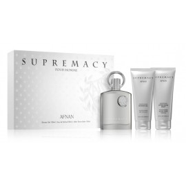 Afnan Supremacy Silver набор для мужчин (100 мл EDP + 100 мл бальзам после бритья + 100 мл гель для душа)