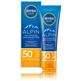 Nivea Sun Alpin SPF50 apsauginis veido kremas nuo saulės, šalčio ir vėjo.