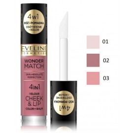 Eveline Wonder Match Cheek & Lip 4in1 Blush and Liquid Lipstick põsepuna - huulepulk