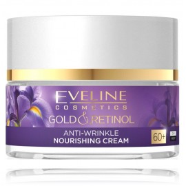 Eveline Gold & Retinol Antri-Wrinkle Nourishing Cream 60+ maitinantis veido kremas nuo raukšlių