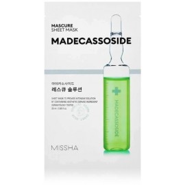 Missha Mascure Rescue Solution Sheet Mask Madecassoside raminanti ir drėkinanti lakštinė veido kaukė su centelės ekstraktu