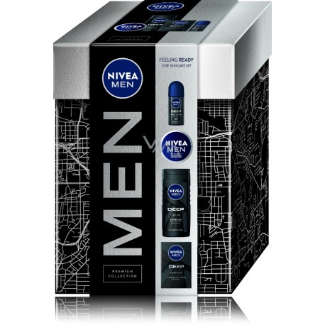 Nivea Men Deep Feeling Ready набор для мужчин (лосьон 100 мл + гель для душа 250 мл + крем 75 мл + антиперспирант 50 мл.)