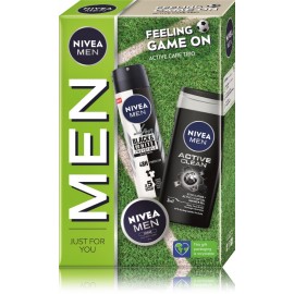 Nivea Men Game On rinkinys vyrams (250 ml. dušo gelis + 30 ml. kremas + 150 ml. purškiamas antiperspirantas)