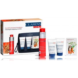 Clarins Men набор (30 мл. средство для умывания + 30 мл. шампунь/гель + 50 мл. гель + 0,9 мл. сыворотка + косметичка)