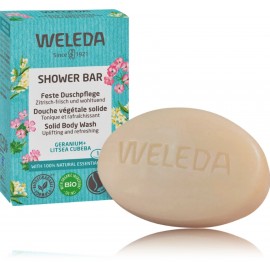 Weleda Shower Bar kietas kūno prausiklis su pelargonija ir japoniniu laureniu