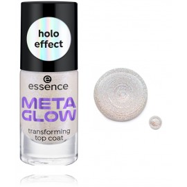 Essence Meta Glow Transforming Top Coat верхний слой лака для ногтей с полупрозрачным серебристым/голубым глиттером