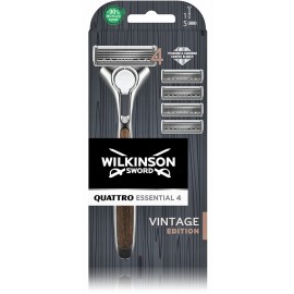 Wilkinson Sword Quattro Essential 4 Vintage Edition raseerija vahetatavate teradega meestele